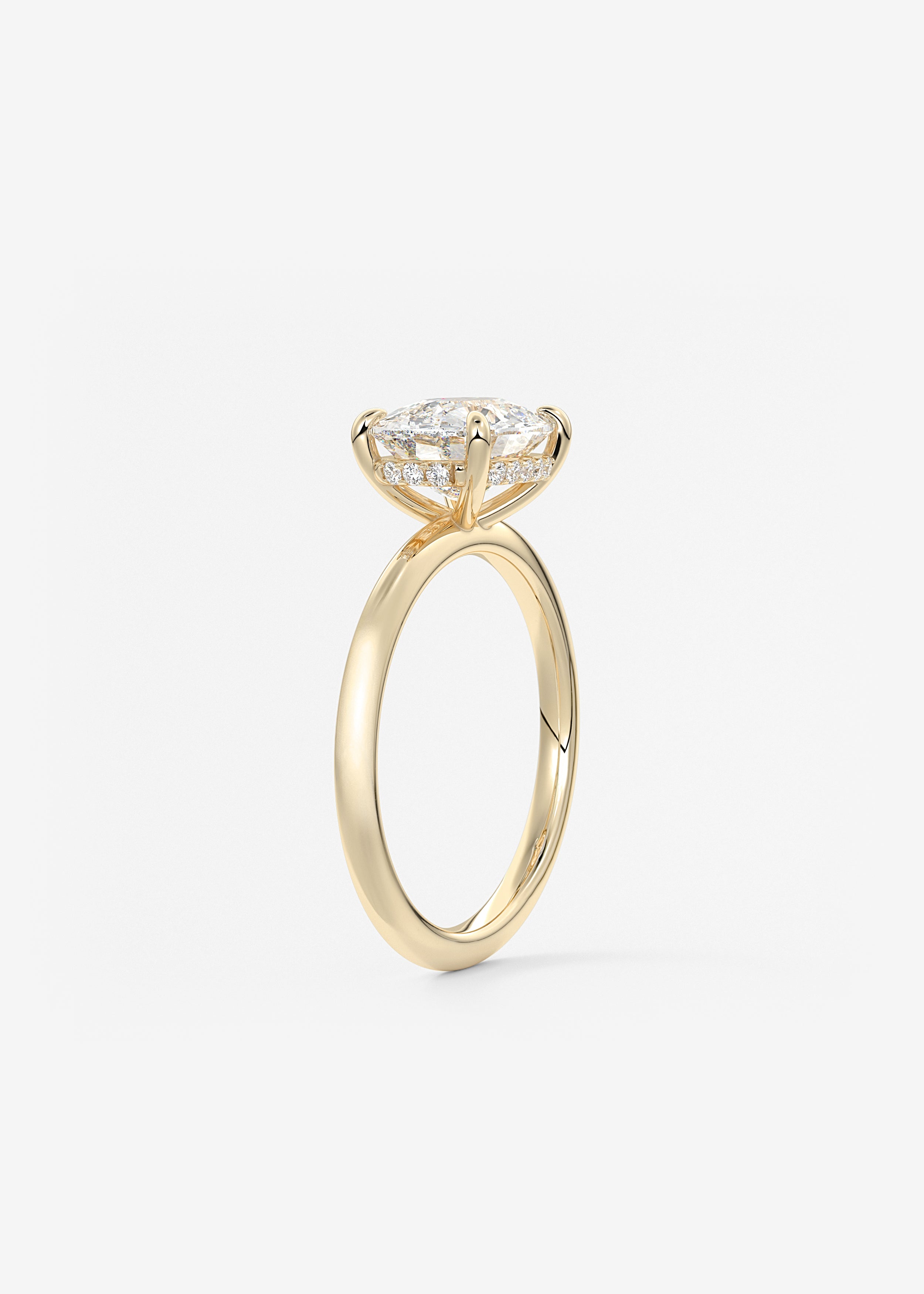 Elongated Cushion East West Hidden Halo Lab Grown Diamond Engagement Ring
