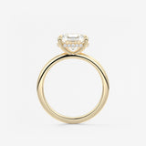 Elongated Cushion East West Hidden Halo Lab Grown Diamond Engagement Ring