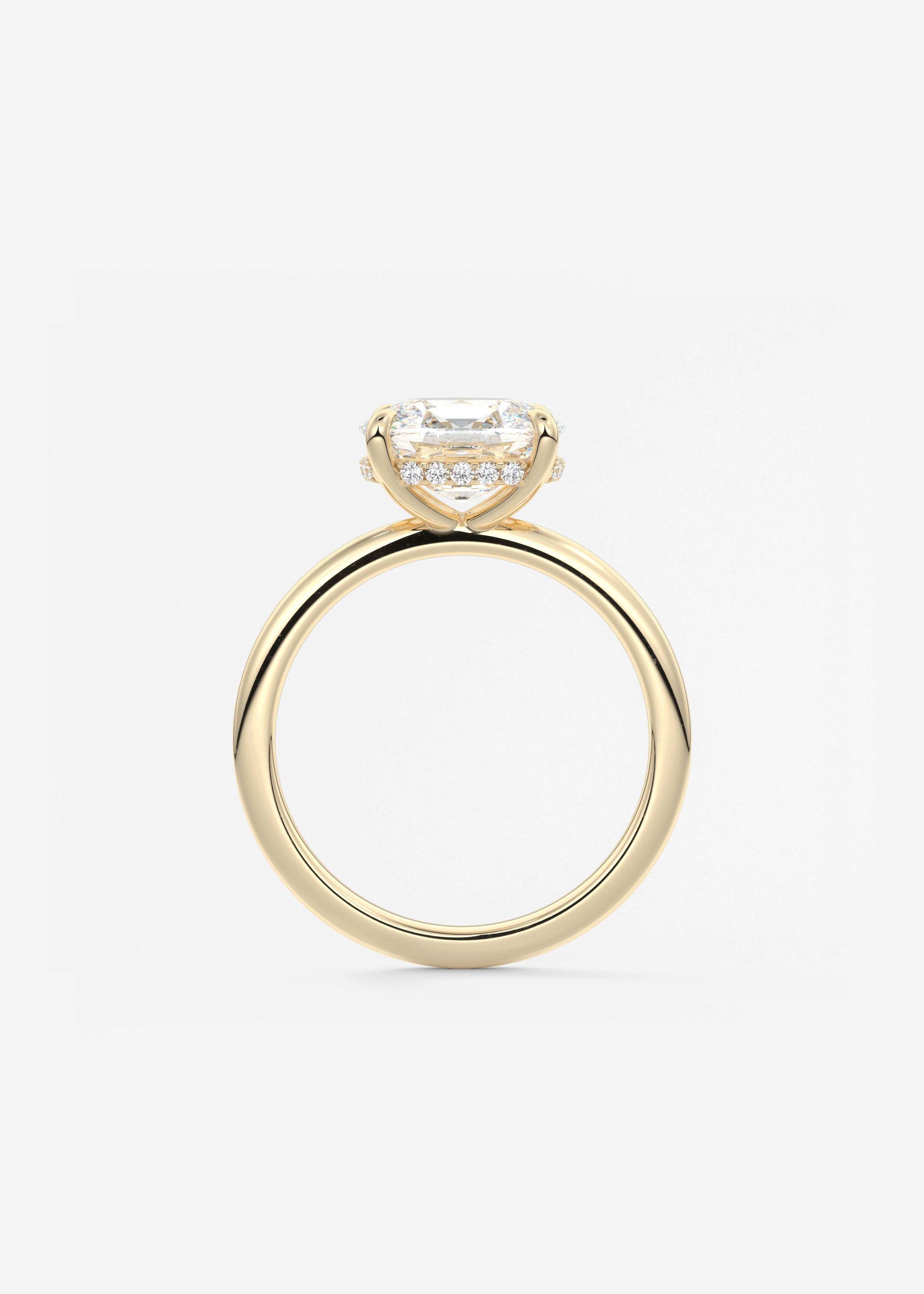 Elongated Cushion East West Hidden Halo Lab Grown Diamond Engagement Ring