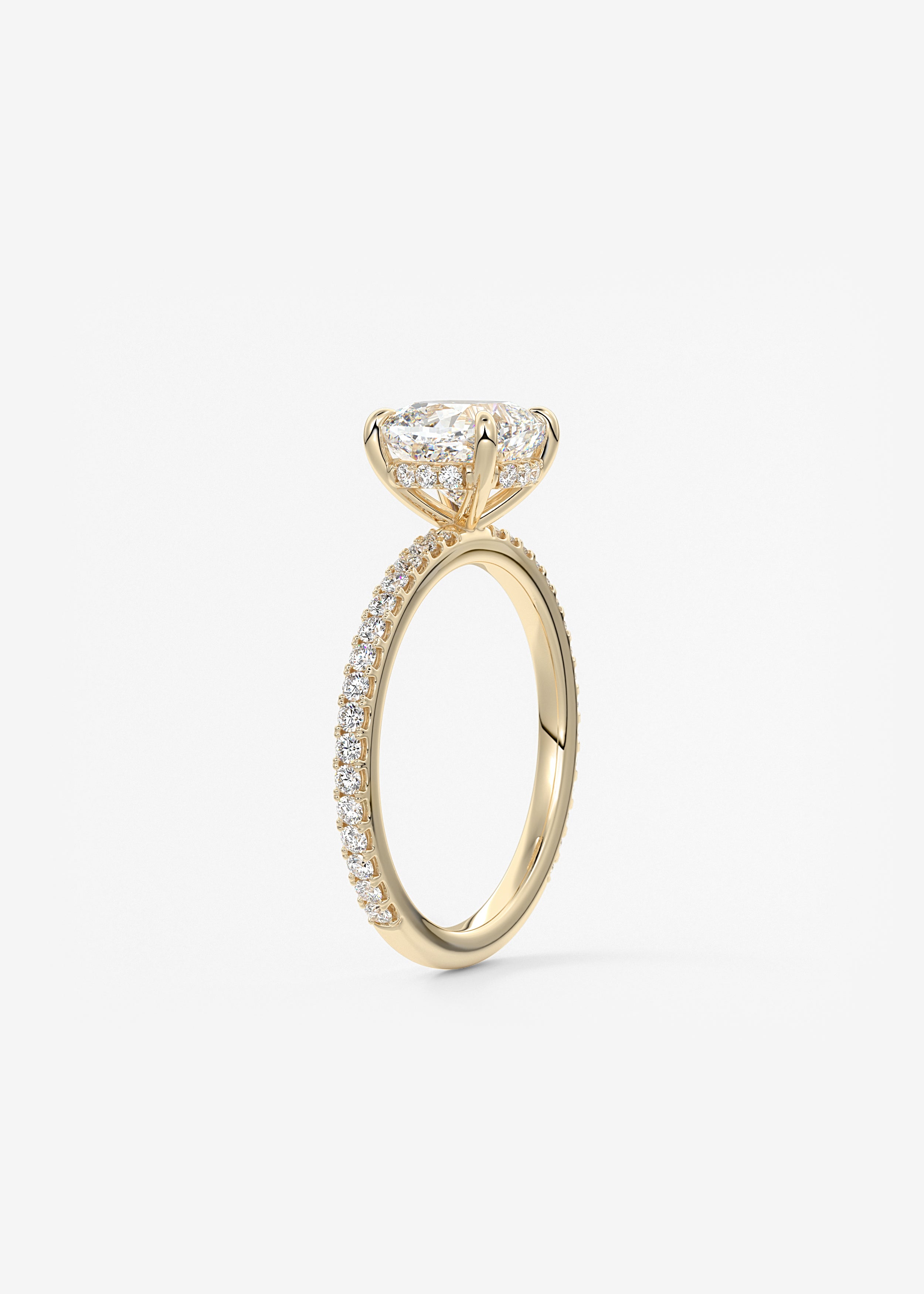 Cushion Hidden Halo Pave Lab Grown Diamond Engagement Ring