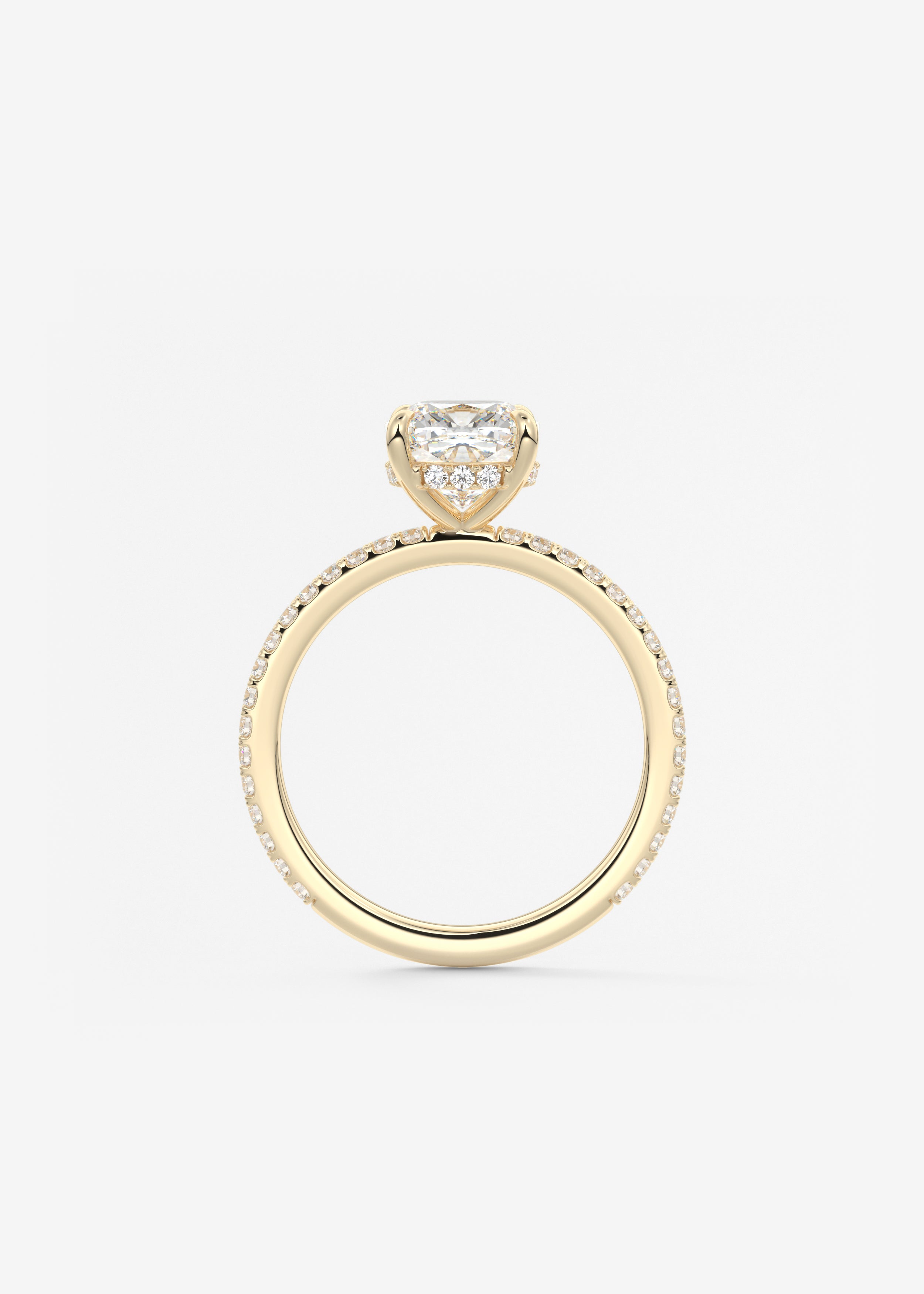 Cushion Hidden Halo Pave Lab Grown Diamond Engagement Ring