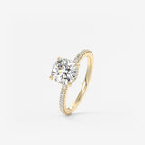 Cushion Hidden Halo Pave Lab Grown Diamond Engagement Ring