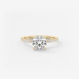 Cushion Hidden Halo Pave Lab Grown Diamond Engagement Ring
