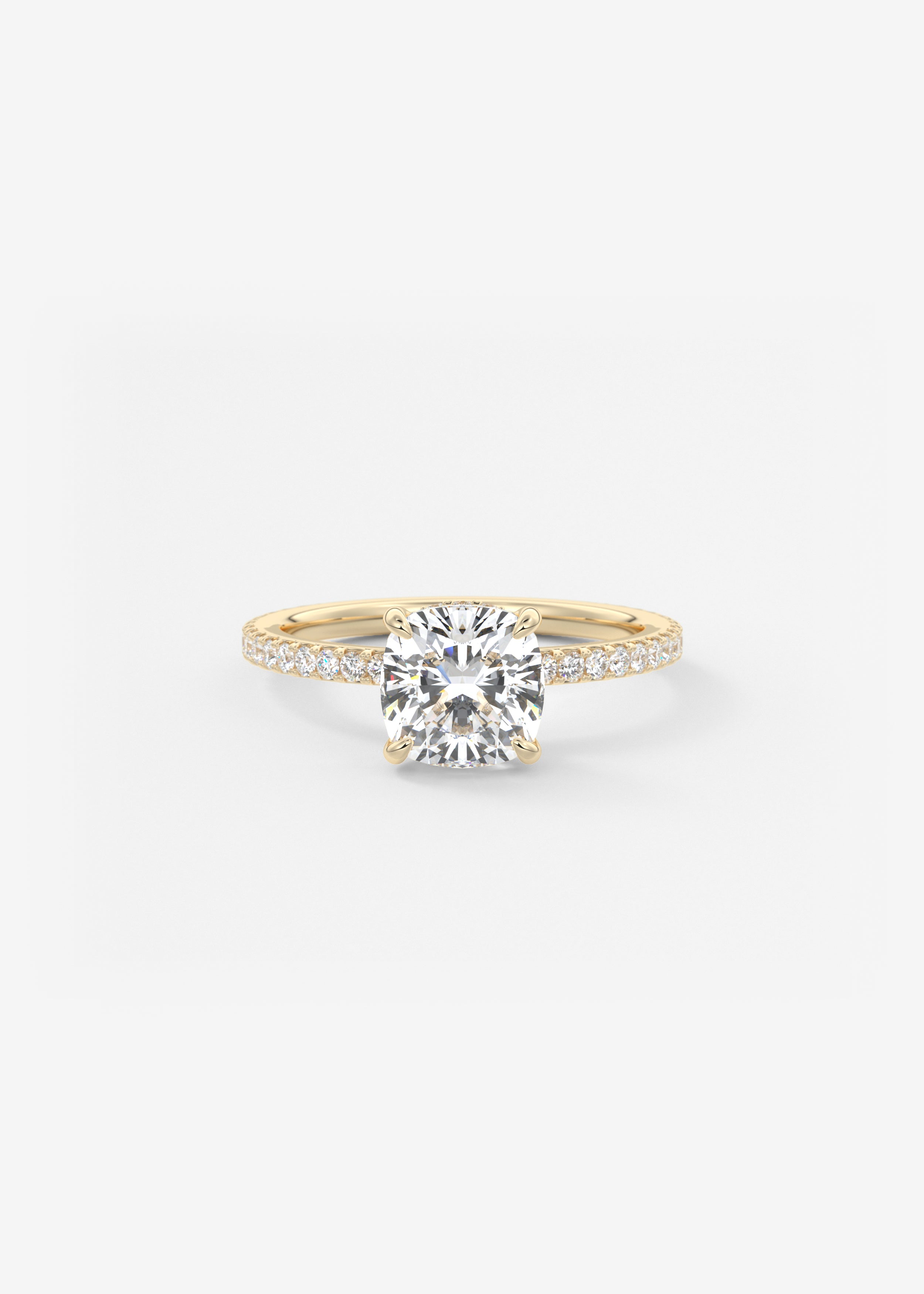Cushion Hidden Halo Pave Lab Grown Diamond Engagement Ring