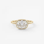 Elongated Cushion East West Bezel Lab Grown Diamond Engagement Ring