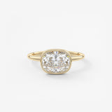 Elongated Cushion East West Bezel Lab Grown Diamond Engagement Ring