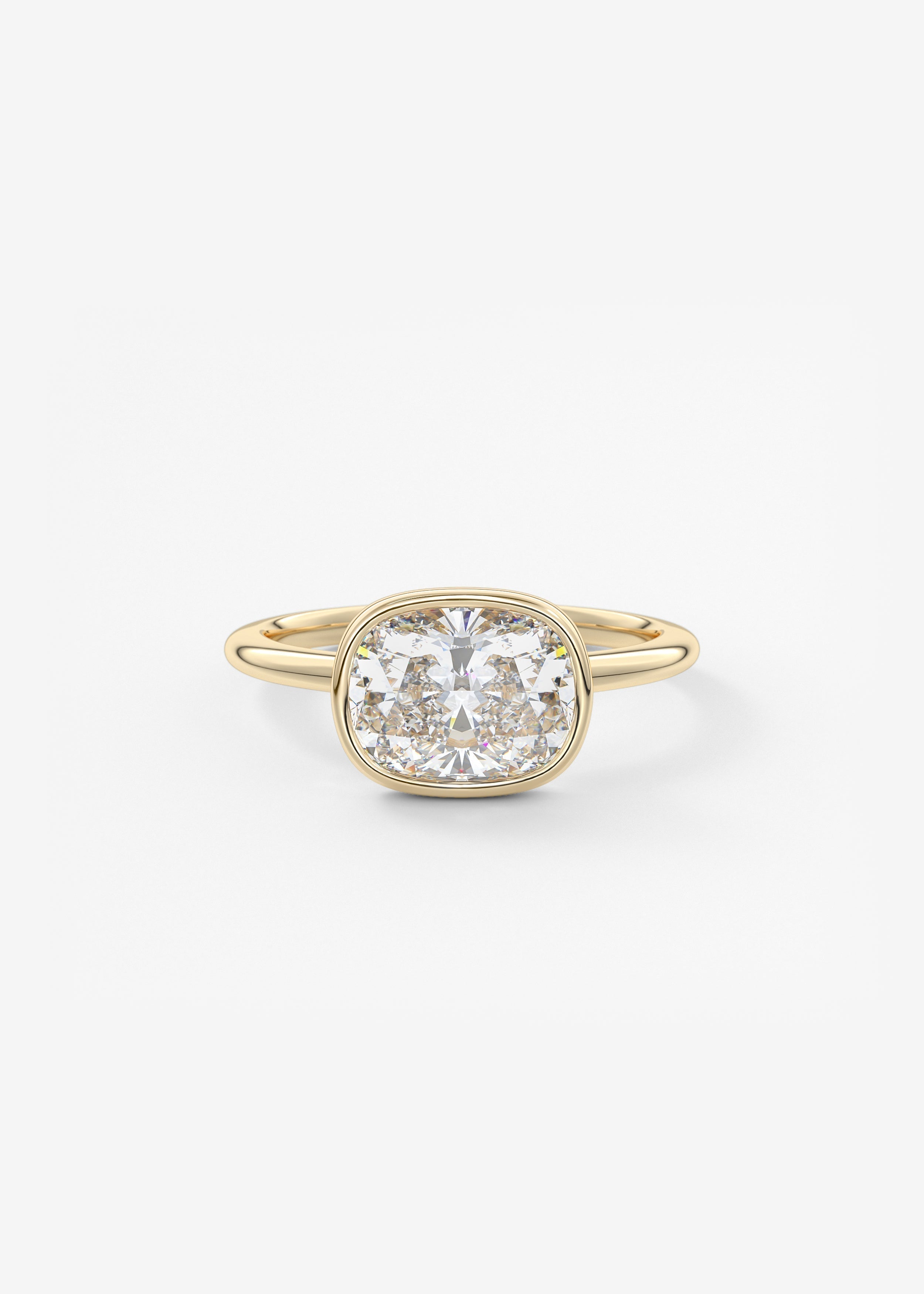 Elongated Cushion East West Bezel Lab Grown Diamond Engagement Ring