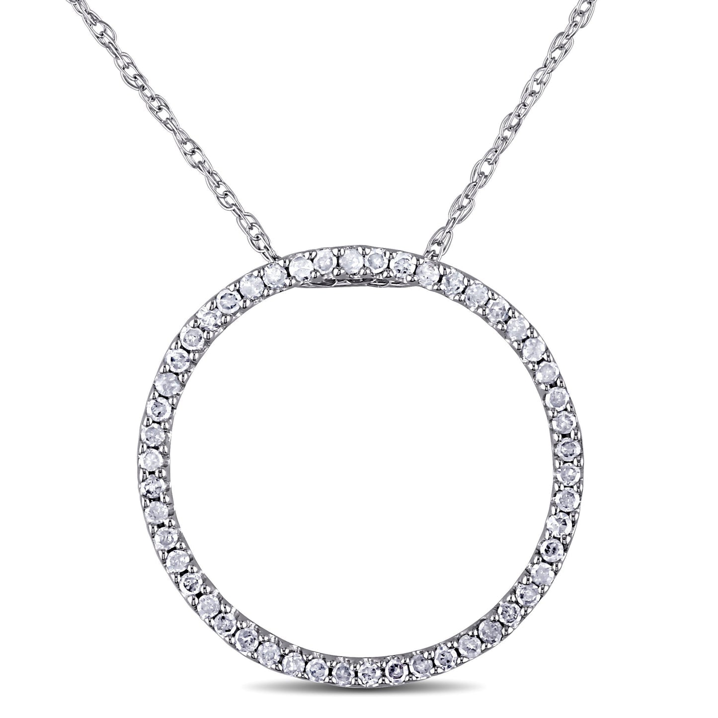 Round Cut Cubic Zirconia in 925 Sterling Silver Necklace 12