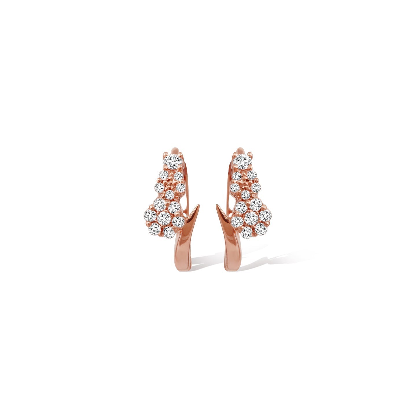 0.30 TCW Round Cut Moissanite Flower Huggies Earrings in Gold 1