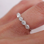 Stunning 0.4 TCW Oval Moissanite Stones in Half Eternity Wedding Band 5