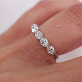 Stunning 0.4 TCW Oval Moissanite Stones in Half Eternity Wedding Band 5