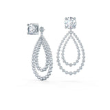 1.10 TCW Round Cut Moissanite Open Double Pear Jacket Earrings in Gold 4