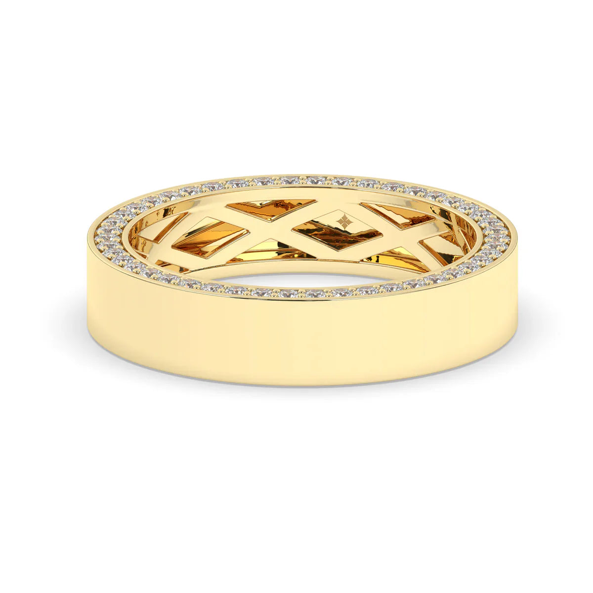 Delicate 0.80 TCW Moissanite Hidden Diamond Men's Wedding Band with Round Cut Stones in Solid Gold 1