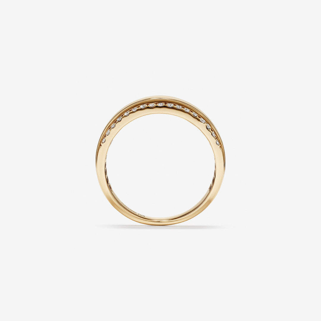 0.37 TCW Round Moissanite Two Row  Men's Wedding Band in Solid Gold 2