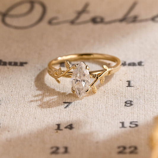 Stunning 2.0 CT Marquise Cut Moissanite Engagement Ring with Solitaire Design 1