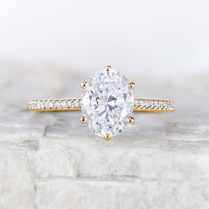 Stunning 1.50 CT Oval Moissanite Engagement Ring with Pave Design