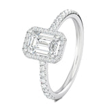 Stunning 0.5 CT Emerald Moissanite Engagement Ring With Halo & Pave Design 2