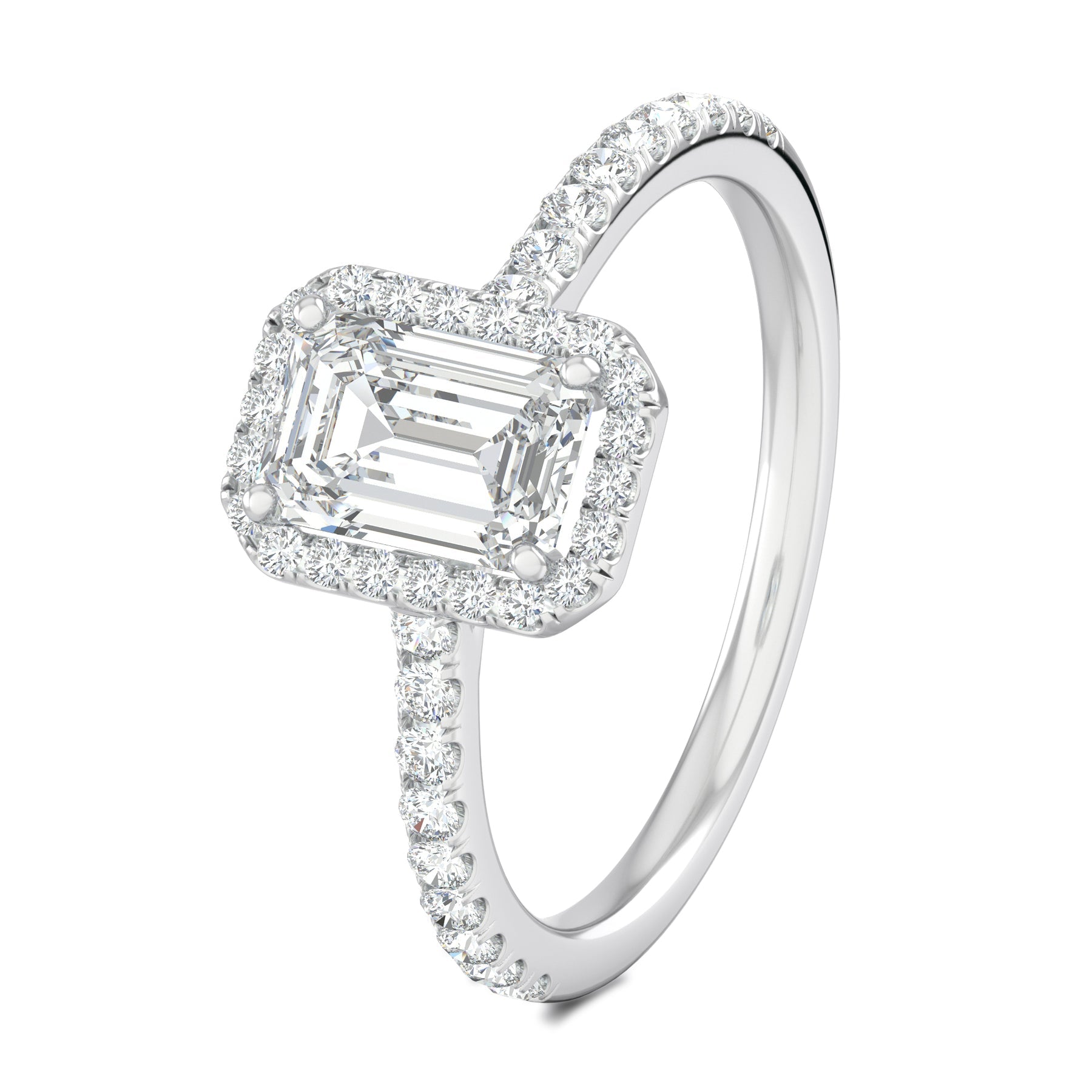Stunning 0.5 CT Emerald Moissanite Engagement Ring With Halo & Pave Design 2