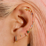 0.40 TCW Round Cut Moissanite Climber Earrings in Gold 9