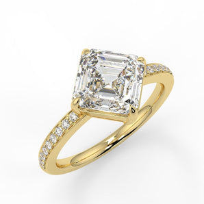 Stunning 2.0 CT Asscher Moissanite Engagement Ring with Pave Design