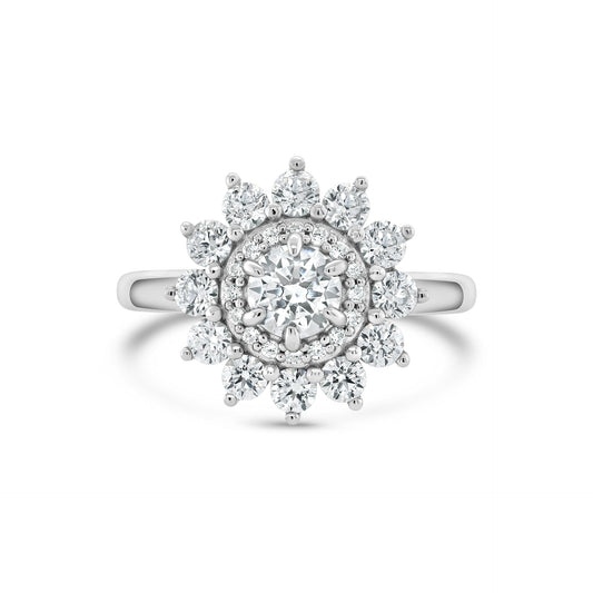Stunning 0.5 CT Round Moissanite Engagement Ring In Cluster Design 1