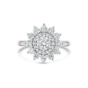 Stunning 0.5 CT Round Moissanite Engagement Ring In Cluster Design