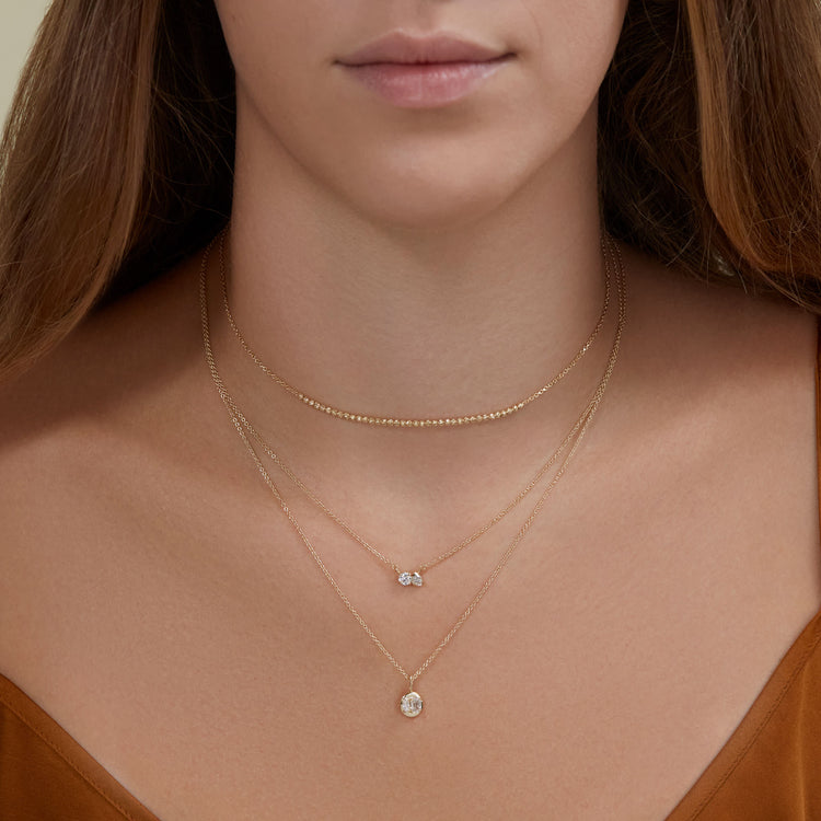 0.80 CT Round & Pear Moissanite Diamond Two Stone Pendant Necklace in Solid Gold 4