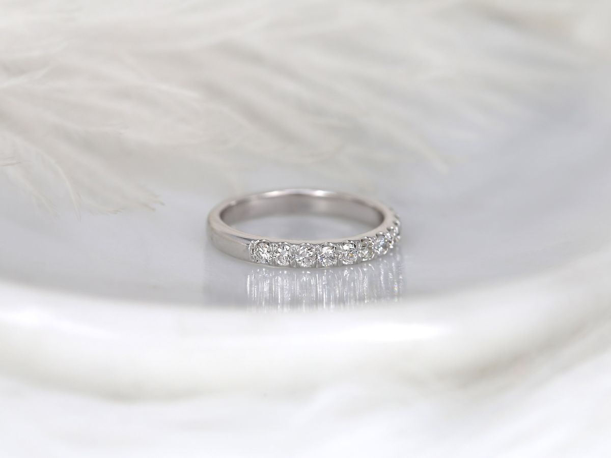 Stunning 0.6 TCW Round Moissanite Stones Half Eternity Wedding Band 2