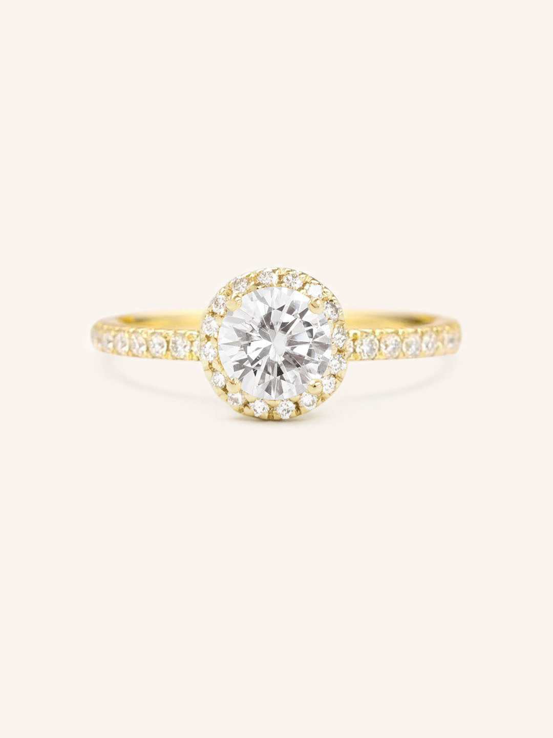 Stunning 1.0 CT Round Moissanite Engagement Ring with Halo & Pave Design 1