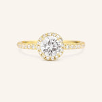 Stunning 1.0 CT Round Moissanite Engagement Ring with Halo & Pave Design 1