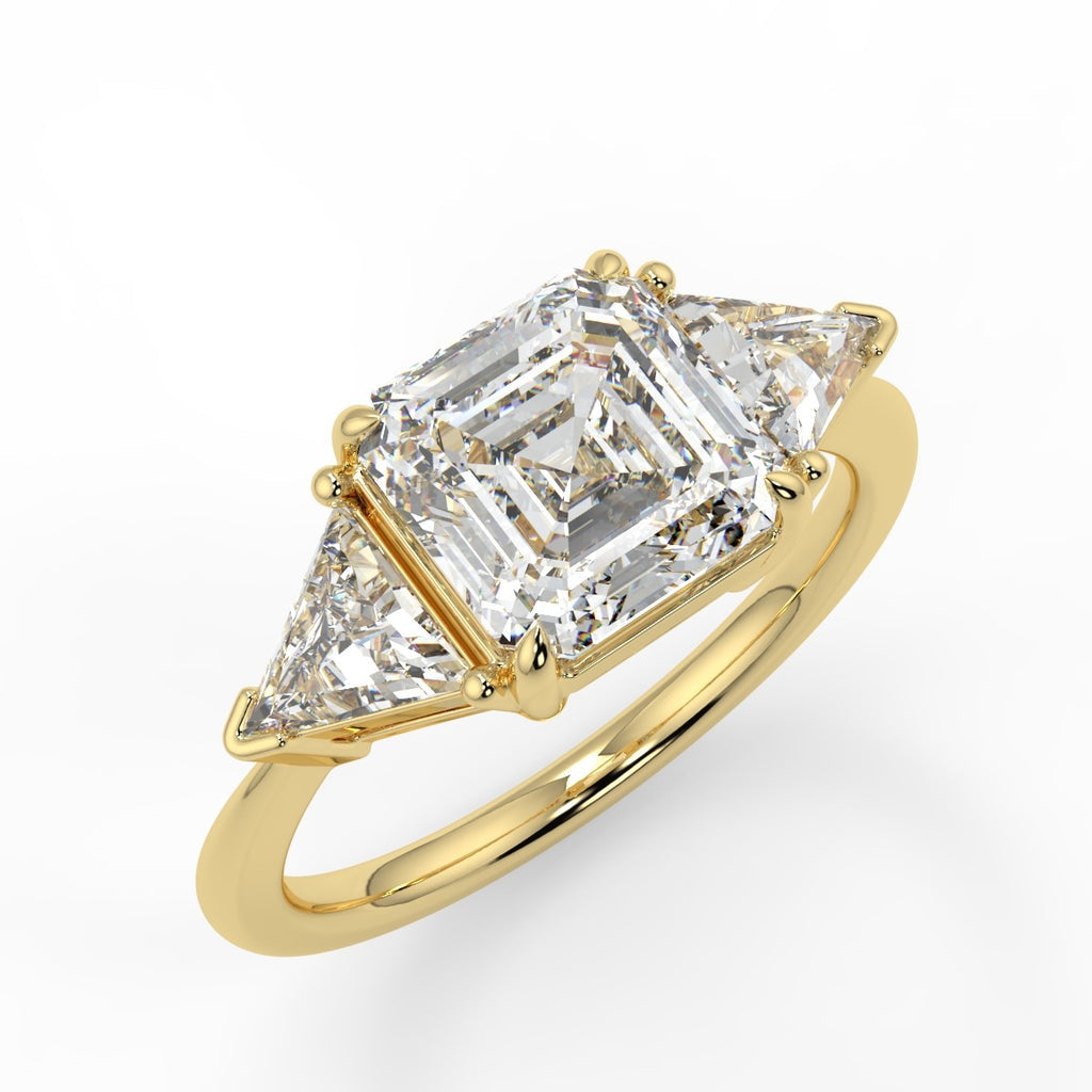 Stunning 2.0 CT Asscher Moissanite Engagement Ring with Three Stone Design 1
