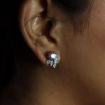 1.0 TCW Round & Marquise Cut Moissanite Drop Stud Earrings in Gold 3