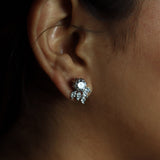 1.0 TCW Round & Marquise Cut Moissanite Drop Stud Earrings in Gold 3