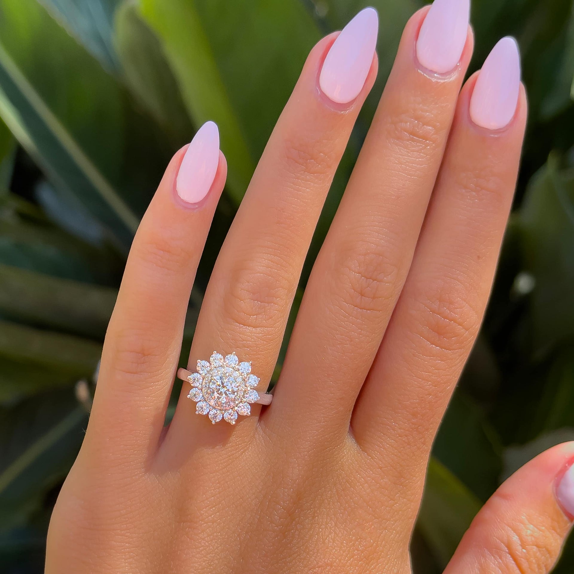 Stunning 0.5 CT Round Moissanite Engagement Ring In Cluster Design 4