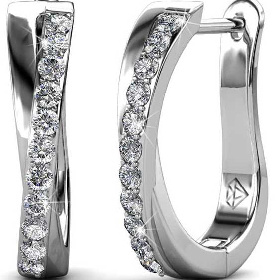 Round Cut Cubic Zirconia in 925 Sterling Silver Earrings 1