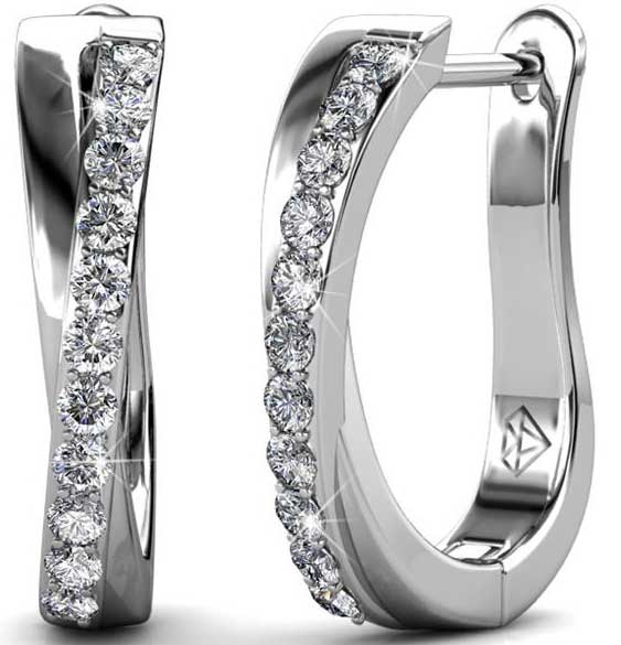 Round Cut Cubic Zirconia in 925 Sterling Silver Earrings 1
