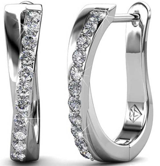 Round Cut Cubic Zirconia in 925 Sterling Silver Earrings 1