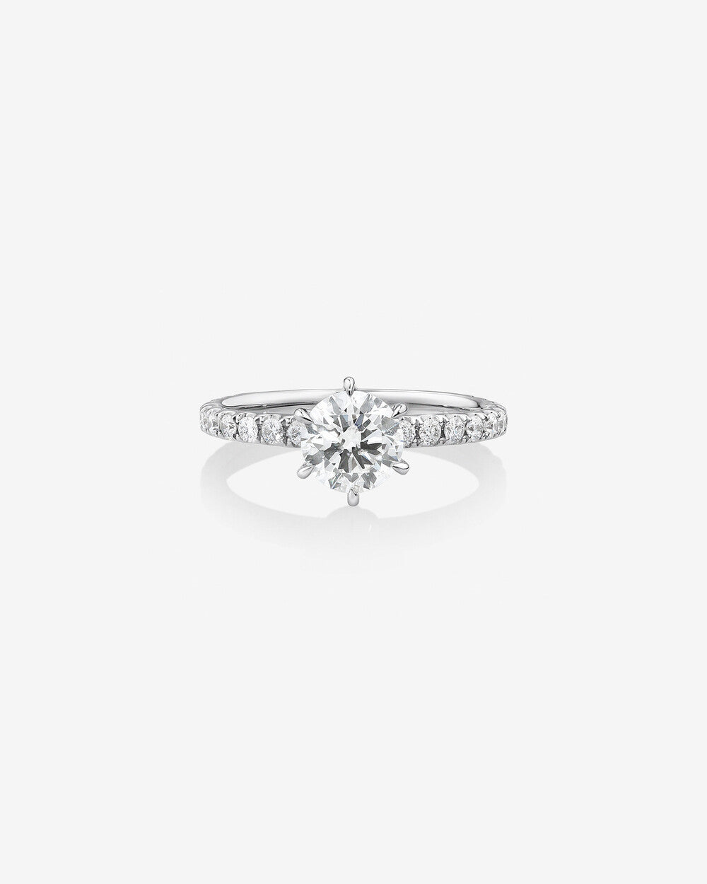 Stunning 1.37 CT Round Moissanite Engagement Ring in Pave Design 1