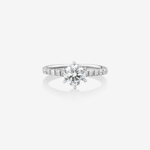 Stunning 1.37 CT Round Moissanite Engagement Ring in Pave Design