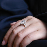Stunning 1.0 - 2.0 CT Pear Moissanite Engagement Ring with Pave & Halo Design 2