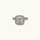 Stunning 3.46 CT Cushion Moissanite Engagement Ring with Halo & Pave Design 1