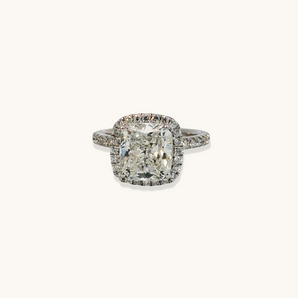 Stunning 3.46 CT Cushion Moissanite Engagement Ring with Halo & Pave Design