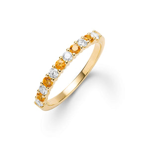 1.32 TCW Round  Citrine Lab Made Diamond- November Birthstone Wedding Band