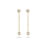 0.20 TCW Round Cut Moissanite Bezel Chain Earrings in Gold 8