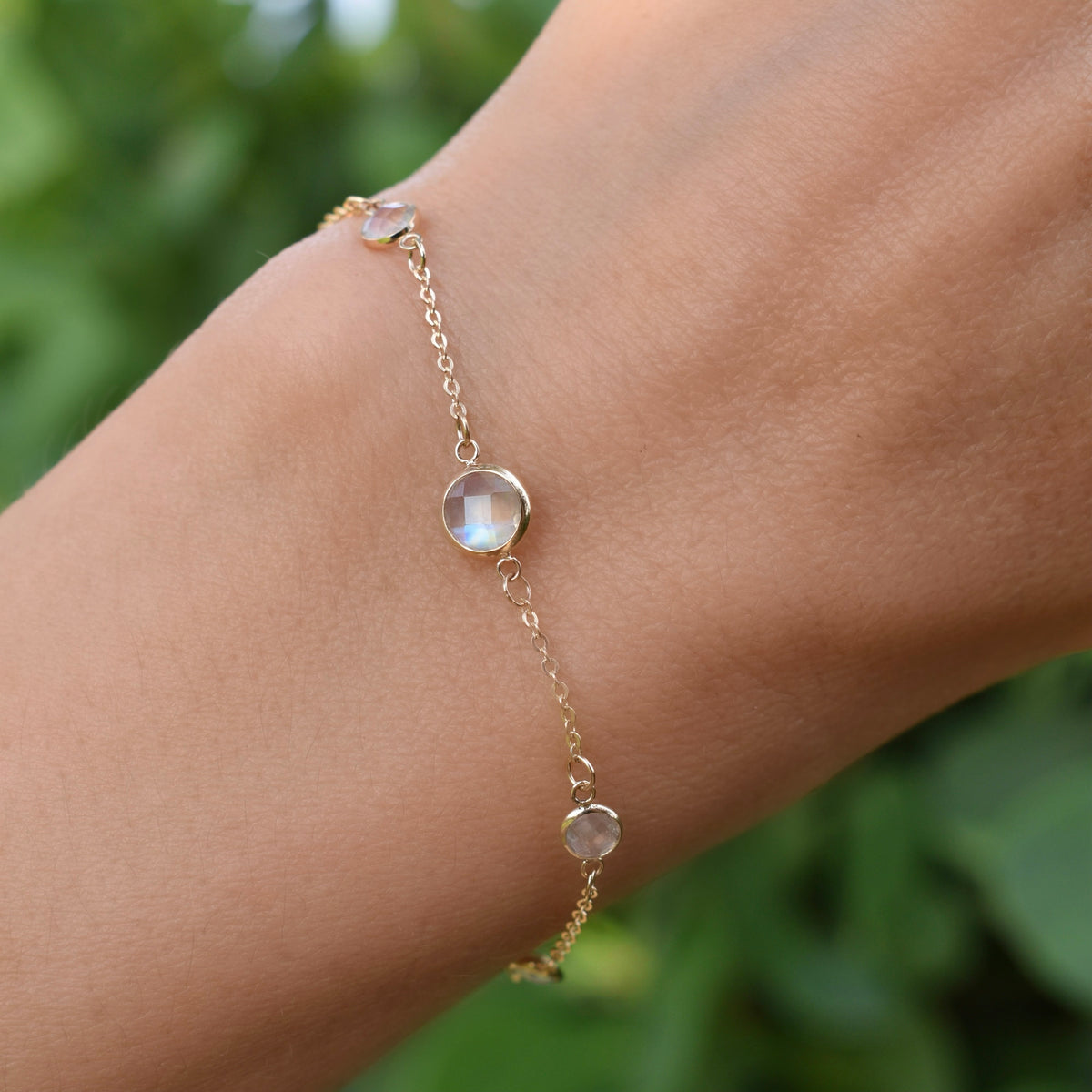 0.84 CT Round Emerald Lab Made Diamond-June Birthstone Dainty Bracelet 3