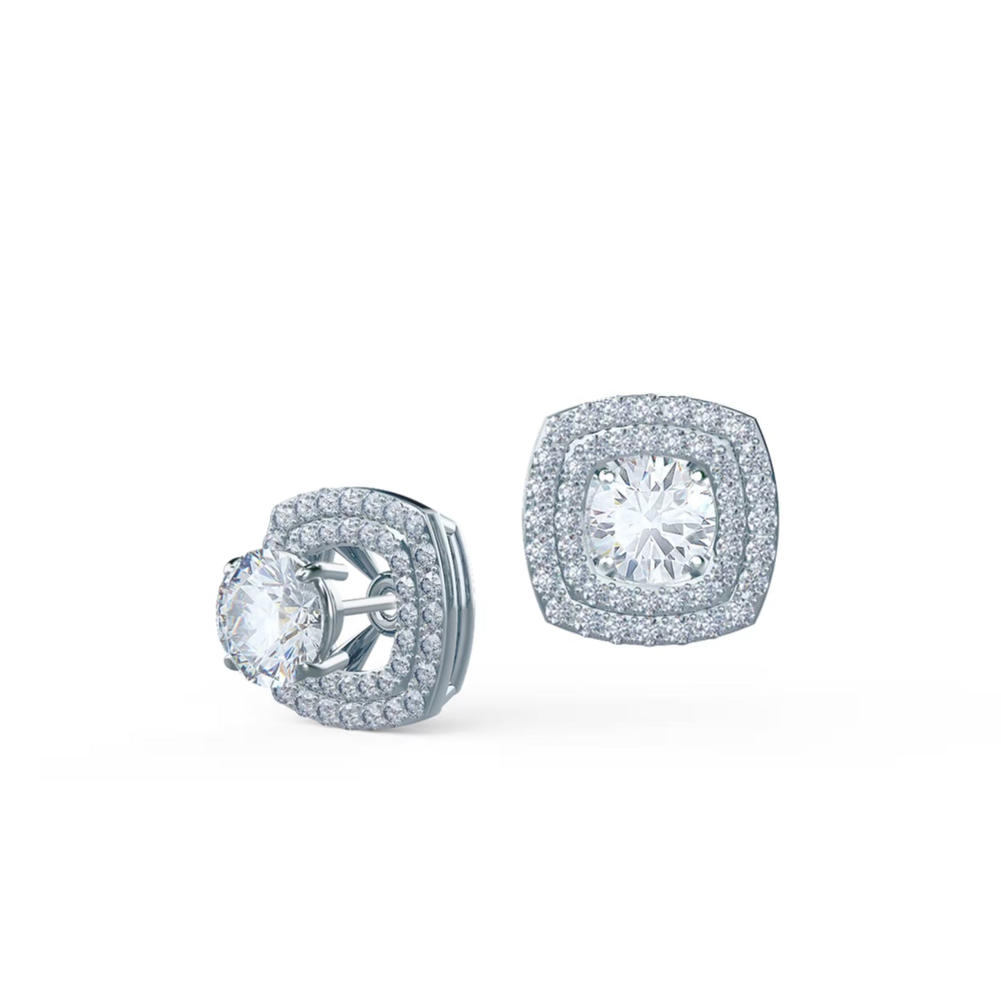 1.30 TCW Round Cut Moissanite Double Halo Stud Earrings in Gold 3