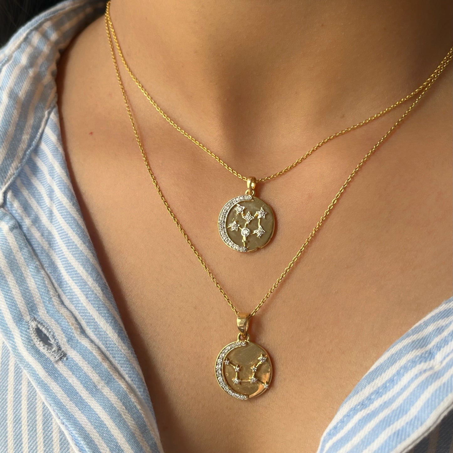 0.18 CT Round Moissanite Diamond Sign Pendant Necklace in Solid Gold 3