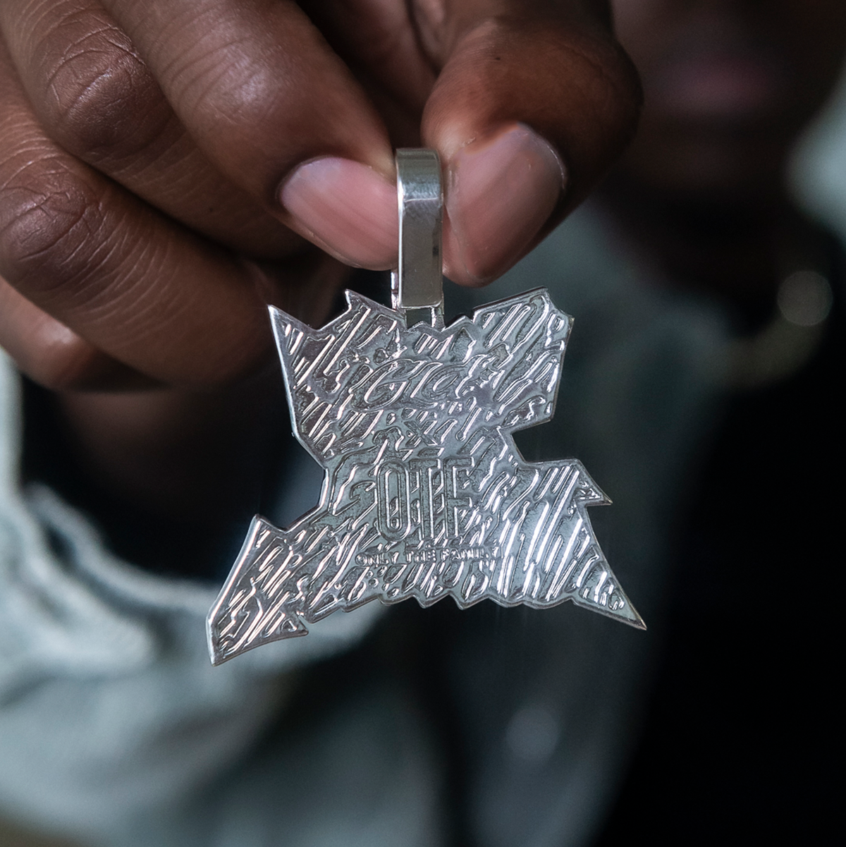12 CT Round Moissanite Lil Durk Only The Family Silver Pendant for Him 6