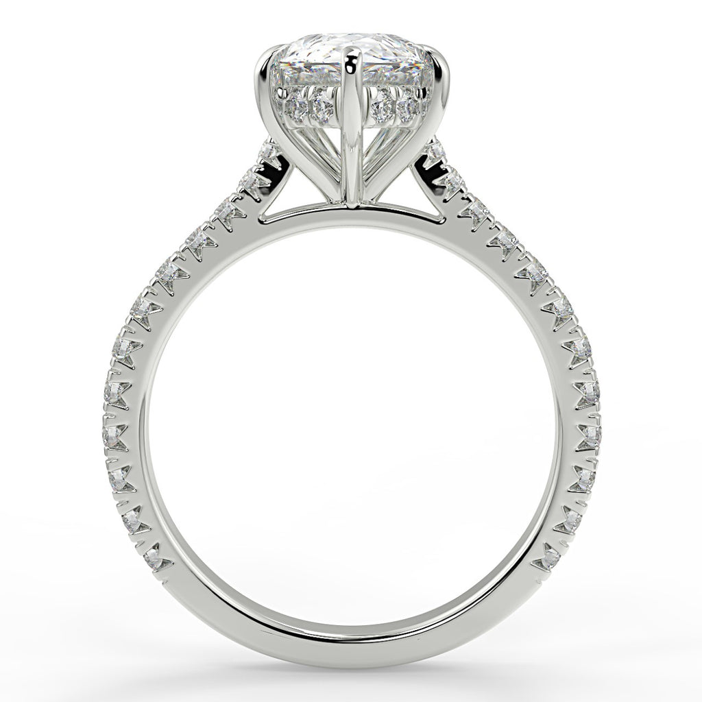 Stunning 0.81 CT Pear Moissanite Engagement Ring with Hidden Halo & Pave Design 6