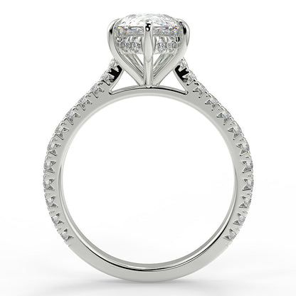 Stunning 0.81 CT Pear Moissanite Engagement Ring with Hidden Halo & Pave Design 6